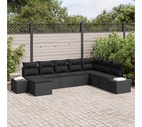 vidaXL Set Divano da Giardino 8 pz Nero polyrattan