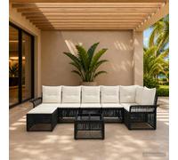 vidaXL Set Divano da Giardino 8 pz Nero polyrattan