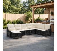 vidaXL Set di divani da giardino in rattan sintetico, 8 pezzi, nero, divano modulare moderno, resistente alle intemperie, gambe regolabili, comodo per il tuo patio o giardino