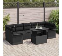 vidaXL Set Divano da Giardino 8 pz Nero polyrattan