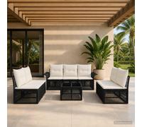 vidaXL Set di divani da giardino 8 pz nero polyrattan, divano da giardino modulare, resistente alle intemperie, mobili in rattan poli, comode aree relax