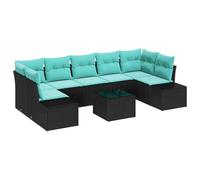 vidaXL Set Divano da Giardino 8 pz Nero polyrattan