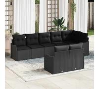 vidaXL Set Divano da Giardino 8 pz Nero polyrattan