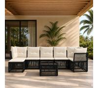 vidaXL Set divano da giardino 8 pz nero polyrattan, moderno salotto da giardino, resistente alle intemperie, divani modulari per rilassarsi sul Patio
