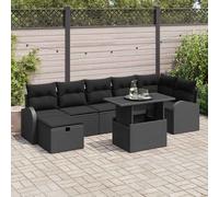 vidaXL Set Divano da Giardino 8 pz Nero polyrattan