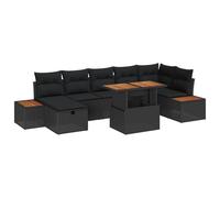 vidaXL Set Divano da Giardino 8 pz Nero polyrattan