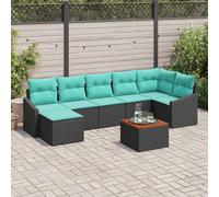 vidaXL Set Divano da Giardino 8 pz Nero polyrattan
