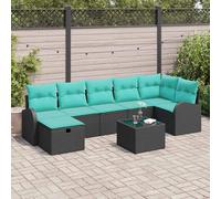 vidaXL Set Divano da Giardino 8 pz Nero polyrattan