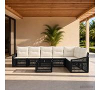 vidaXL Set di divani da giardino, 8 pezzi, colore nero polyrattan, divano da giardino modulare, resistente alle intemperie, con gambe regolabili, ideale per un patio confortevole