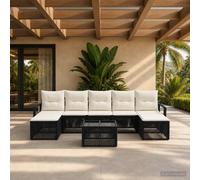 vidaXL Set Divano da Giardino 8 pz Nero polyrattan