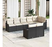 vidaXL Set Divano da Giardino 8 pz Nero polyrattan