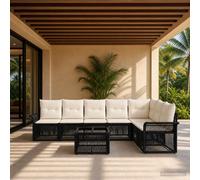 vidaXL Set di divani da giardino in polyrattan, 8 pezzi, mobili da giardino moderni, resistenti alle intemperie, divano comfort esterno, design in polyrattan, durevole