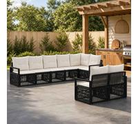 vidaXL Set di divani da giardino in rattan sintetico, 8 pezzi, nero, divano modulare da esterno, resistente alle intemperie, rattan per giardino, set di riposo, relax