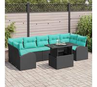 vidaXL Set Divano da Giardino 8 pcs Nero Rattan in Polipropilene, Set di divani modulari da giardino e terrazzo, arredamento esterno, comfort contemporaneo per il patio