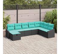 vidaXL Set Divano da Giardino con cuscino 8 pcs Nero Poly Rattan, Elegante Lounge da Giardino, Set di Divani Modulari, Componenti Resistenti ai UV e Leggeri