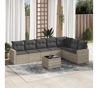 vidaXL Set Divano da Giardino 8pz con Cuscini Grigio Chiaro Polyrattan