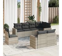 vidaXL Set Divano da Giardino 8pz con Cuscini Grigio Chiaro Polyrattan