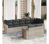 vidaXL Set Divano da Giardino 8pz con Cuscini Grigio Chiaro Polyrattan