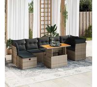 vidaXL Set Divano da Giardino 8pz con Cuscini Grigio Polyrattan Acacia