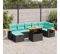 vidaXL Set Divano da Giardino 8pz con Cuscini Grigio Polyrattan Acacia