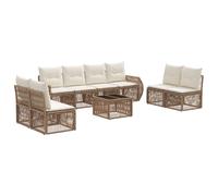 vidaXL Set di divani da giardino, 9 pezzi, beige e bianco crema, divano moderno, resistente alle intemperie, mobili da giardino, poltrona da patio, cuscino in schiuma e molto altro ancora