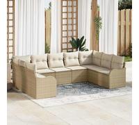 vidaXL Set Divano da Giardino 9 pcs Beige e bianco polyrattan