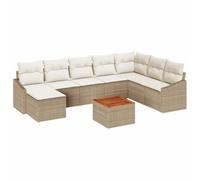 vidaXL Set di divani da Giardino 9 Pezzi con Cuscini Beige polyrattan Acacia