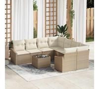 vidaXL Set Divano da Giardino 9 pcs Beige e Crema 55 x 55 x 37 cm