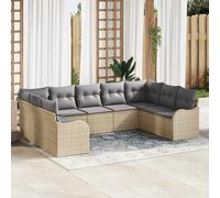 vidaXL Set Divano da Giardino 9 pcs beige e grigio chiaro polyrattan
