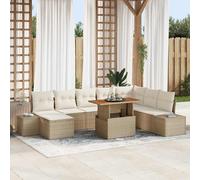 vidaXL Set Divano da Giardino 9 pcs Beige Poly Rattan