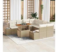 vidaXL Set Divano da Giardino 9 pcs Beige Poly Rattan