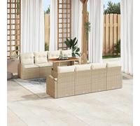 vidaXL Set Divano da Giardino 9 pcs Beige Poly Rattan