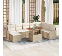 vidaXL Set Divano da Giardino 9 pcs Beige Poly Rattan