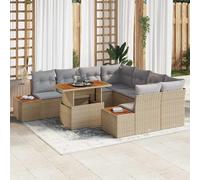 vidaXL Set Divano da Giardino 9 pcs Beige Poly Rattan