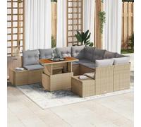 vidaXL Set Divano da Giardino 9 pcs Beige Poly Rattan