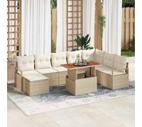 vidaXL Set Divano da Giardino 9 pcs Beige Poly Rattan
