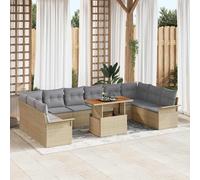 vidaXL Set Divano da Giardino 9 pcs Beige Poly Rattan