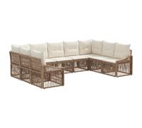 vidaXL Set di divani da giardino in rattan sintetico, 9 pezzi, beige, divano modulare per esterni, resistente alle intemperie, con gambe regolabili, ideale per giardino e patio