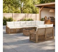 vidaXL Set di divani da giardino, 9 pezzi, beige, in rattan sintetico, set moderno per esterni, resistente alle intemperie, piedini regolabili, design modulare