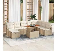 vidaXL Set Divano da Giardino 9 pcs Beige polyrattan