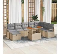 vidaXL Set Divano da Giardino 9 pcs Beige polyrattan