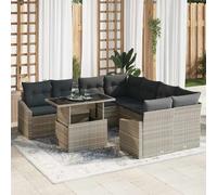 vidaXL Set Divano da Giardino 9 pcs Grigio chiaro Poly Rattan
