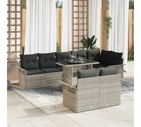 vidaXL Set Divano da Giardino 9 pcs Grigio chiaro Poly Rattan