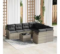 vidaXL Set Divano da Giardino 9 pcs Grigio chiaro polyrattan