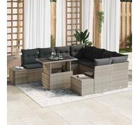 vidaXL Set Divano da Giardino 9 pcs Grigio chiaro polyrattan