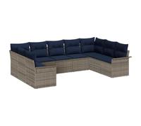 vidaXL Set Divano da Giardino 9 pcs Grigio chiaro polyrattan, Set di divani modulari per giardino e terrazza, materiali resistenti, per relax all'aperto, arredamento da patio