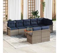 vidaXL Set Divano da Giardino 9 pcs Grigio e Blu Navy polyrattan