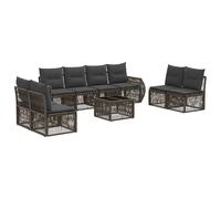vidaXL Set di divani da giardino, 9 pezzi, grigio e grigio scuro, divano moderno, resistente alle intemperie, mobili da giardino, poltrona da patio, cuscino in schiuma e molto altro ancora