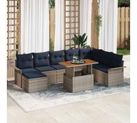vidaXL Set Divano da Giardino 9 pcs Grigio Poly Rattan