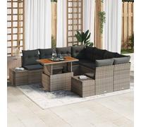 vidaXL Set Divano da Giardino 9 pcs Grigio Poly Rattan